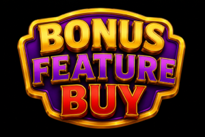 3D Bonus Feature Buy badge with gold, purple, and red lettering on a dark background, representing the slot game's bonus purchase option.