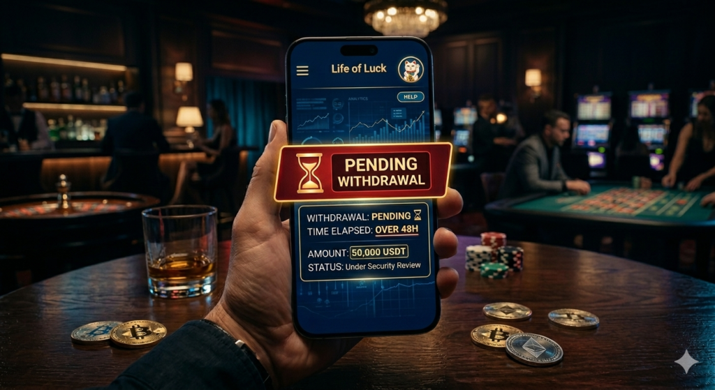 Example of a casino withdrawal stuck in security review for more than 48 hours
